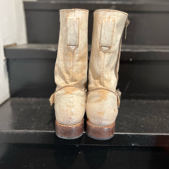 Bed Stu white / cream moto double zip mid- calf boots sz 8 - Picture 3 of 12